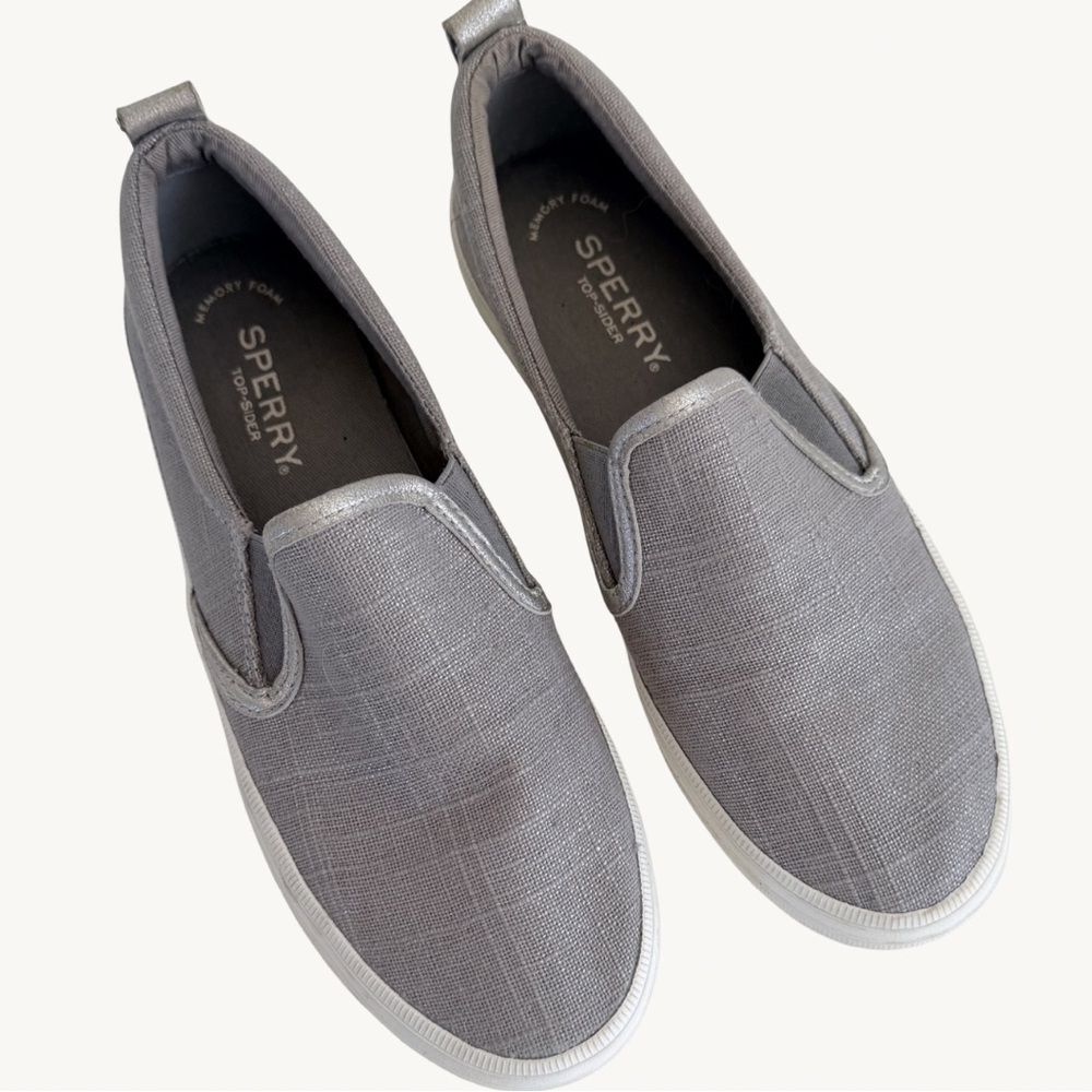 Sperry Women’s Classic Gray Slip-Ons Top Sider Memory Foam Size 6.5